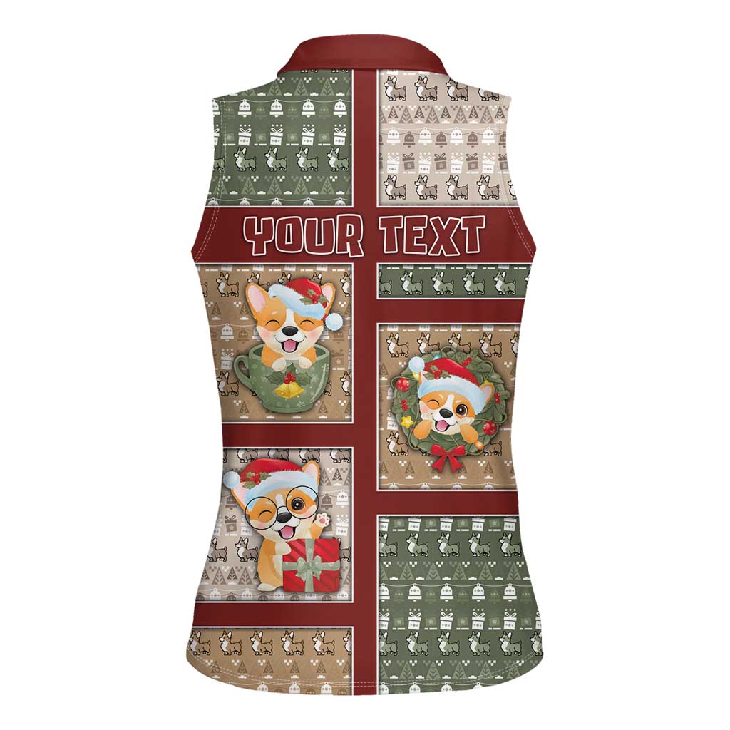 Personalized Corgi Christmas Women Sleeveless Polo Shirt Merry Corgmas - Wonder Print Shop