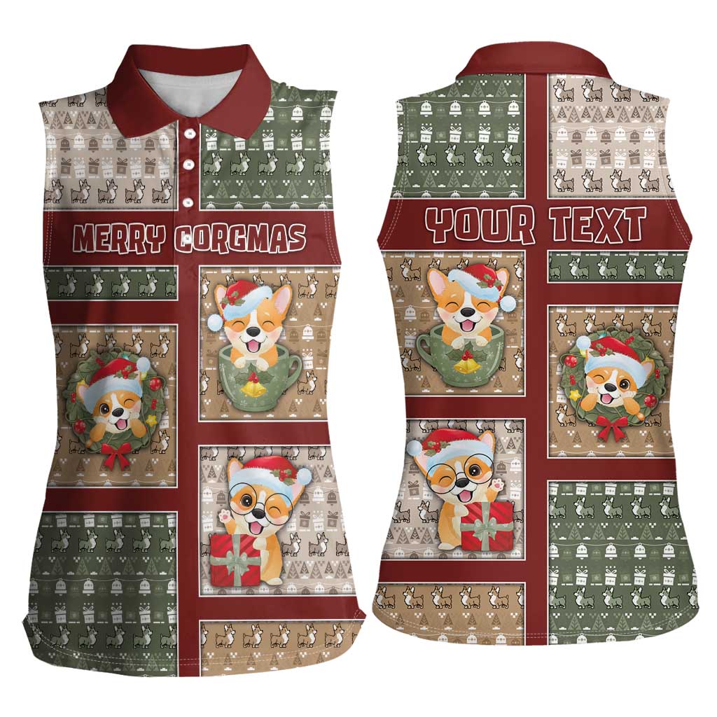 Personalized Corgi Christmas Women Sleeveless Polo Shirt Merry Corgmas - Wonder Print Shop