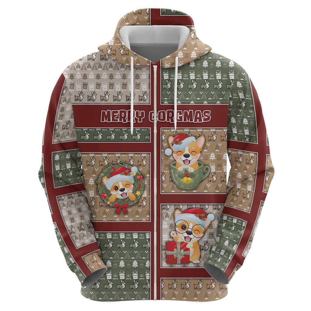 Personalized Corgi Christmas Zip Hoodie Merry Corgmas - Wonder Print Shop