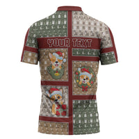 Personalized Corgi Christmas Zipper Polo Shirt Merry Corgmas - Wonder Print Shop