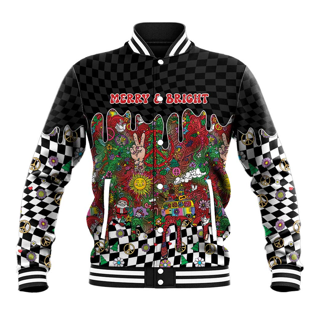 Hippie Christmas Baseball Jacket Doodle Style - Wonder Print Shop