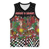 Hippie Christmas Basketball Jersey Doodle Style - Wonder Print Shop
