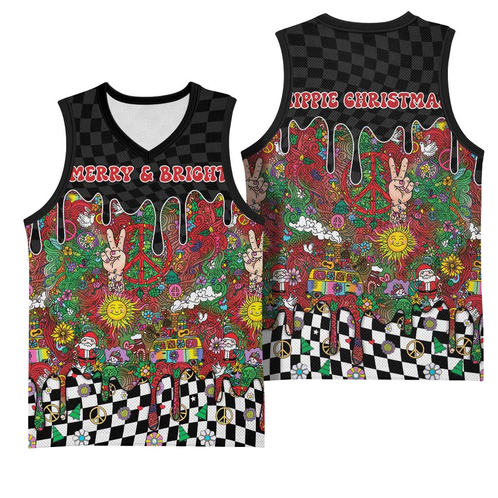 Hippie Christmas Basketball Jersey Doodle Style - Wonder Print Shop