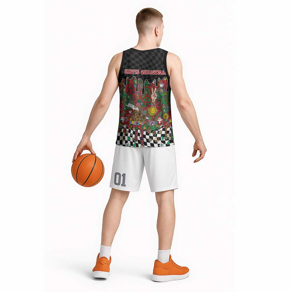 Hippie Christmas Basketball Jersey Doodle Style - Wonder Print Shop