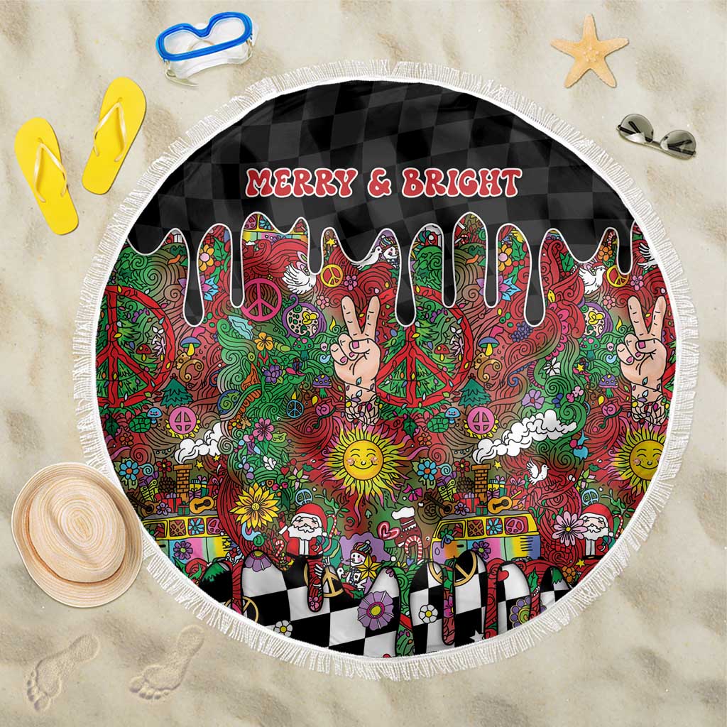 Hippie Christmas Beach Blanket Doodle Style - Wonder Print Shop