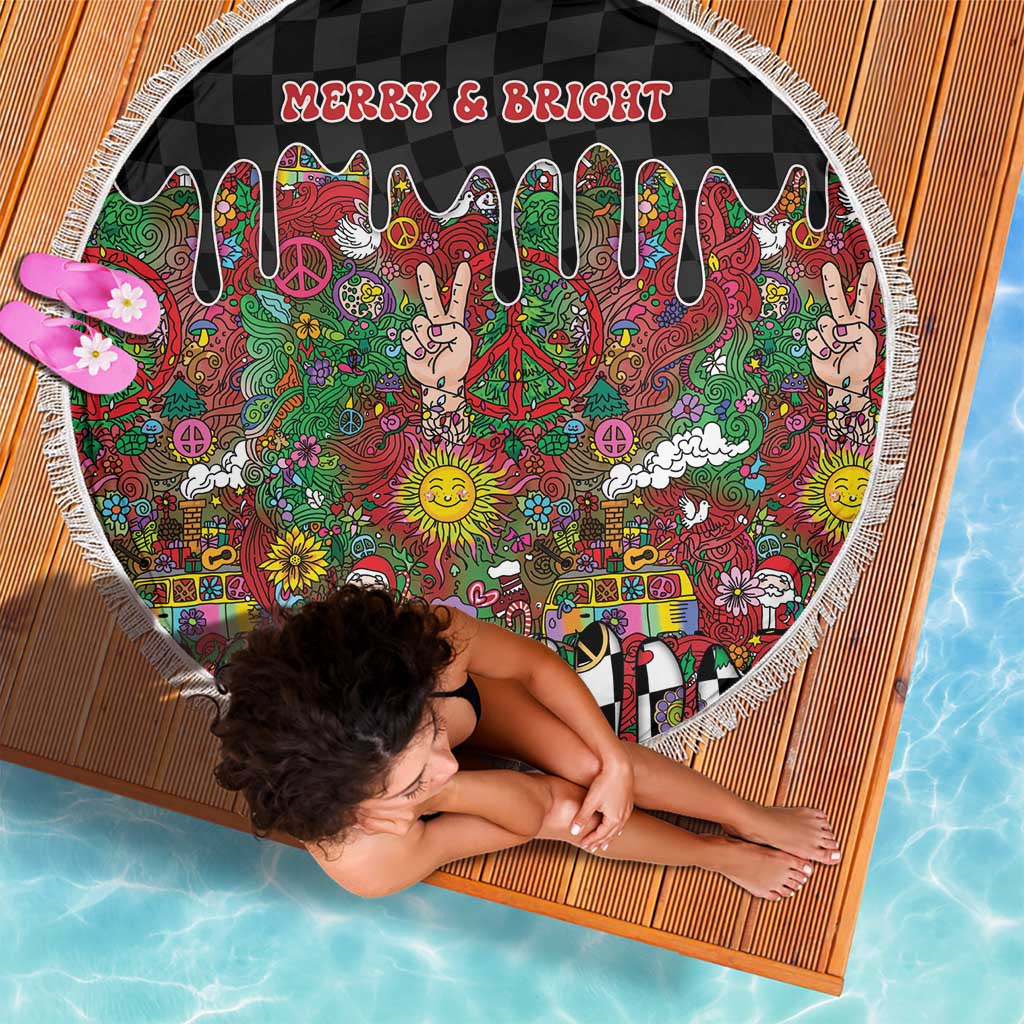 Hippie Christmas Beach Blanket Doodle Style - Wonder Print Shop