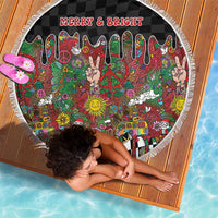 Hippie Christmas Beach Blanket Doodle Style - Wonder Print Shop