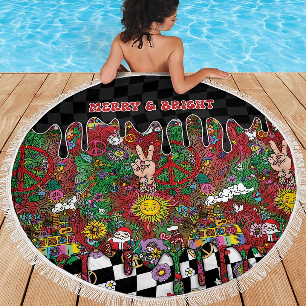 Hippie Christmas Beach Blanket Doodle Style - Wonder Print Shop