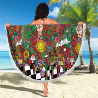 Hippie Christmas Beach Blanket Doodle Style - Wonder Print Shop