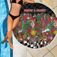Hippie Christmas Beach Blanket Doodle Style - Wonder Print Shop