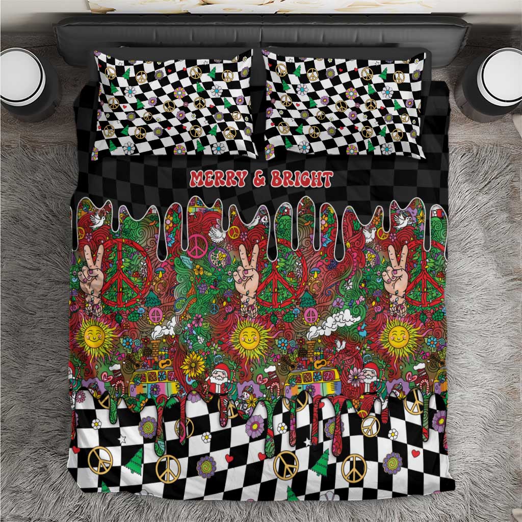 Hippie Christmas Bedding Set Doodle Style - Wonder Print Shop
