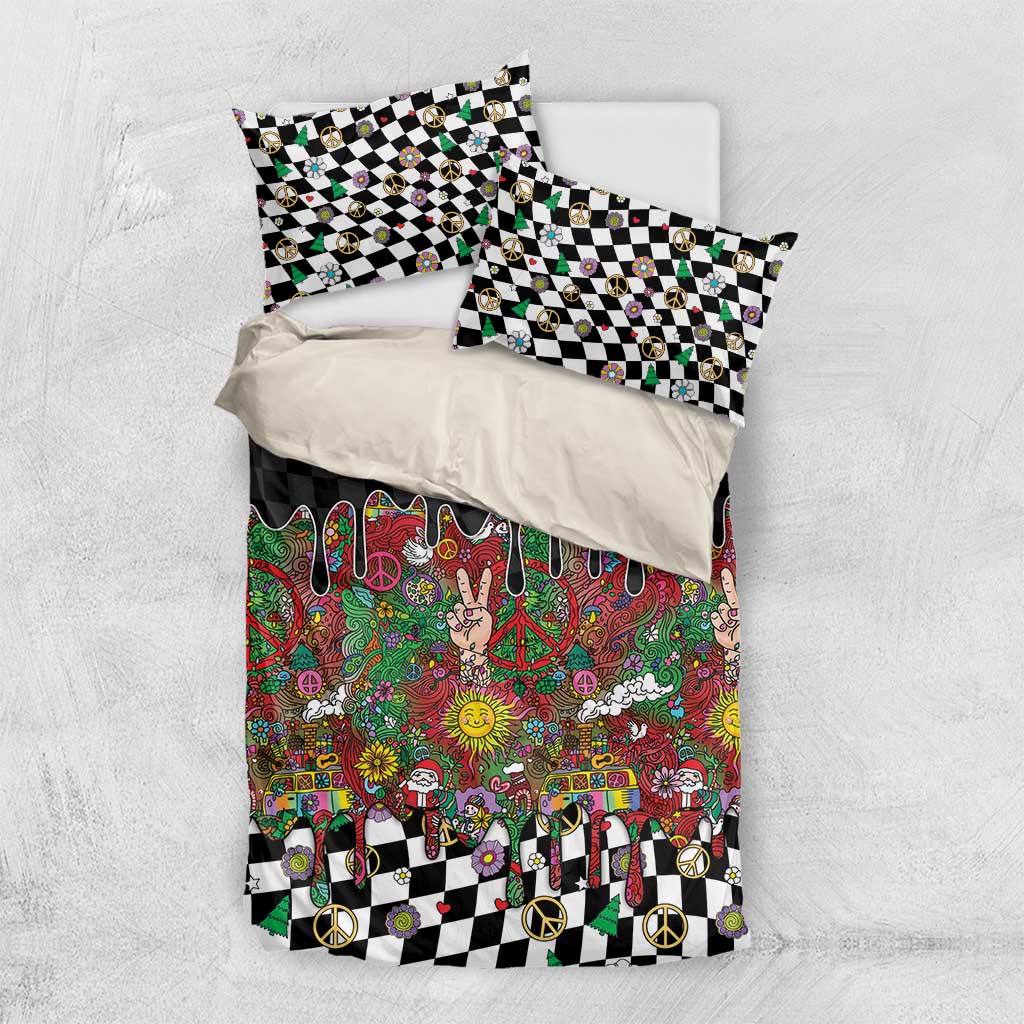 Hippie Christmas Bedding Set Doodle Style - Wonder Print Shop