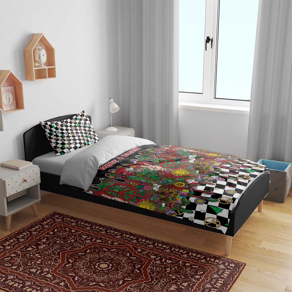Hippie Christmas Bedding Set Doodle Style - Wonder Print Shop
