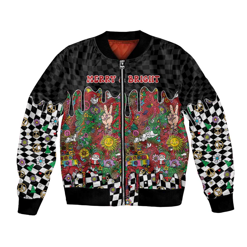 Hippie Christmas Bomber Jacket Doodle Style - Wonder Print Shop
