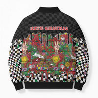 Hippie Christmas Bomber Puffer Jacket Doodle Style - Wonder Print Shop