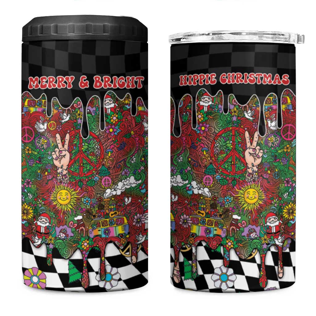 Hippie Christmas 4 in 1 Can Cooler Tumbler Doodle Style - Wonder Print Shop