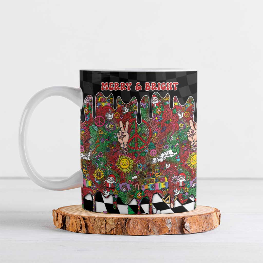 Hippie Christmas Ceramic Mug Doodle Style - Wonder Print Shop