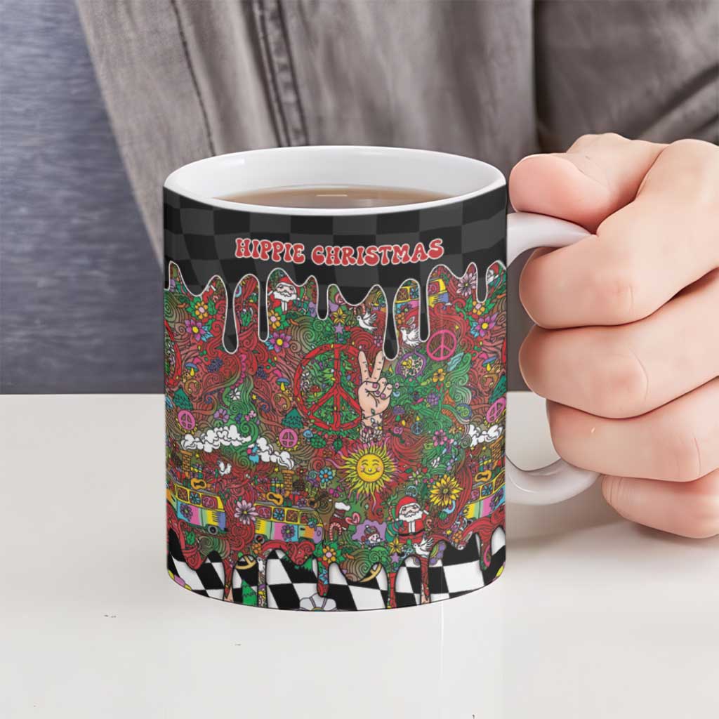 Hippie Christmas Ceramic Mug Doodle Style - Wonder Print Shop
