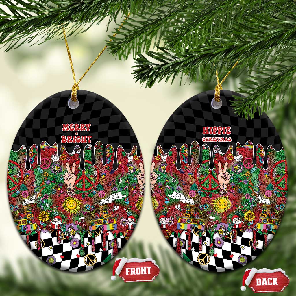 Hippie Christmas Ceramic Ornament Doodle Style - Wonder Print Shop