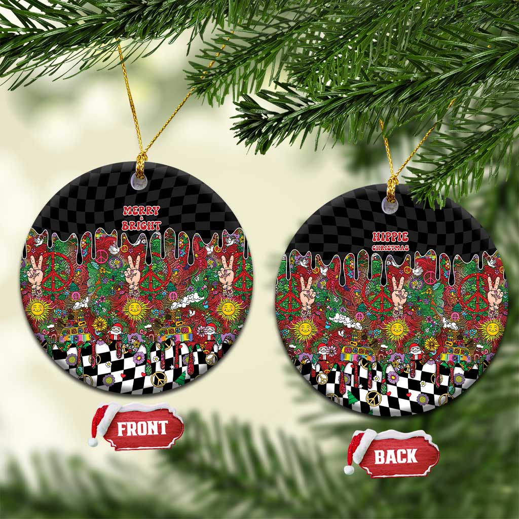 Hippie Christmas Ceramic Ornament Doodle Style - Wonder Print Shop
