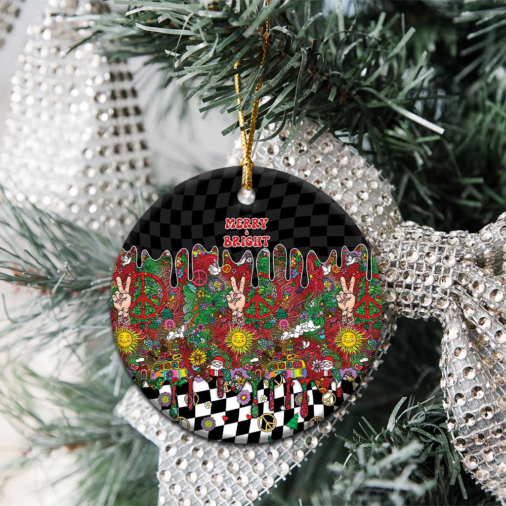 Hippie Christmas Ceramic Ornament Doodle Style - Wonder Print Shop