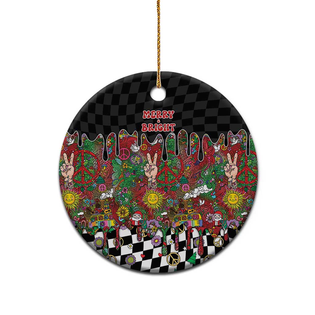 Hippie Christmas Ceramic Ornament Doodle Style - Wonder Print Shop