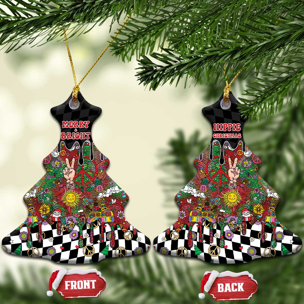 Hippie Christmas Ceramic Ornament Doodle Style - Wonder Print Shop