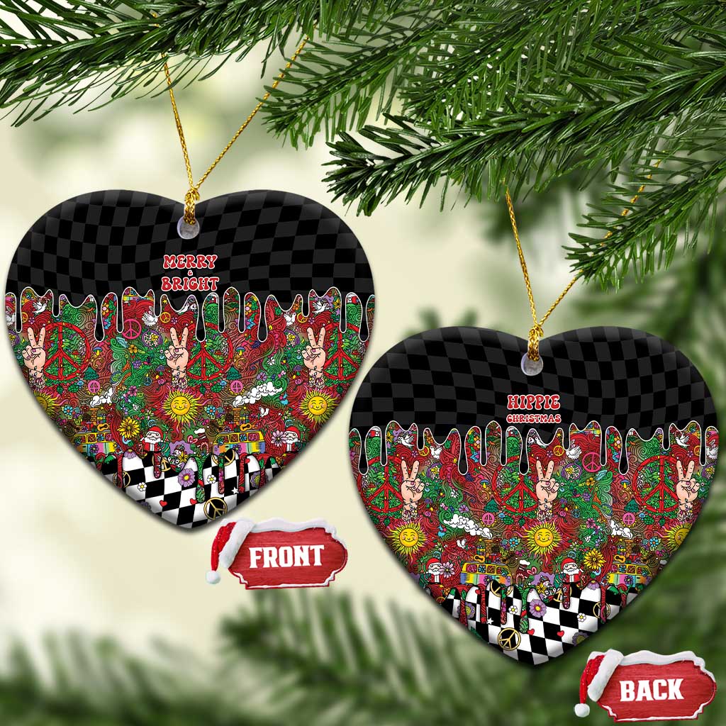 Hippie Christmas Ceramic Ornament Doodle Style - Wonder Print Shop