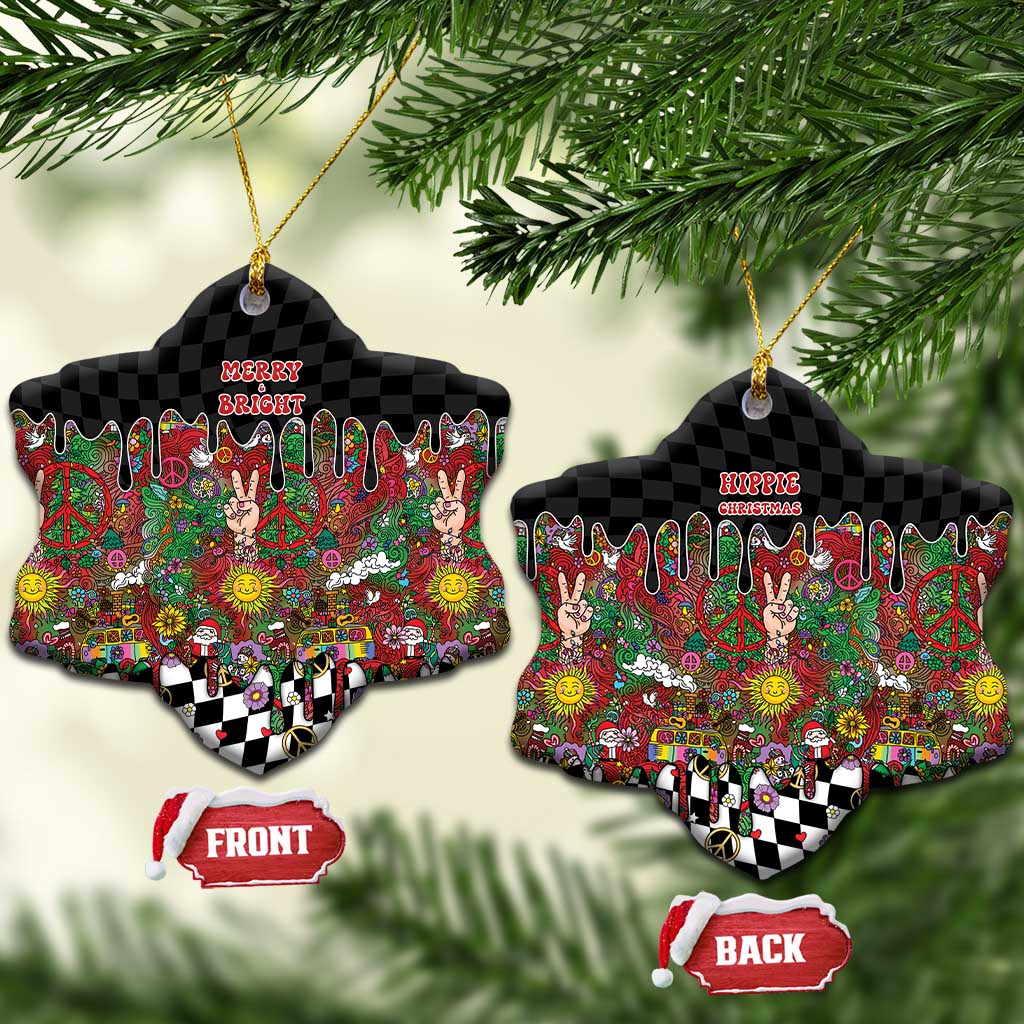 Hippie Christmas Ceramic Ornament Doodle Style - Wonder Print Shop