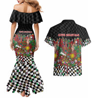 Hippie Christmas Couples Matching Mermaid Dress and Hawaiian Shirt Doodle Style - Wonder Print Shop