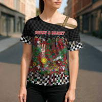 Hippie Christmas Cross Shoulder Shirt Doodle Style - Wonder Print Shop