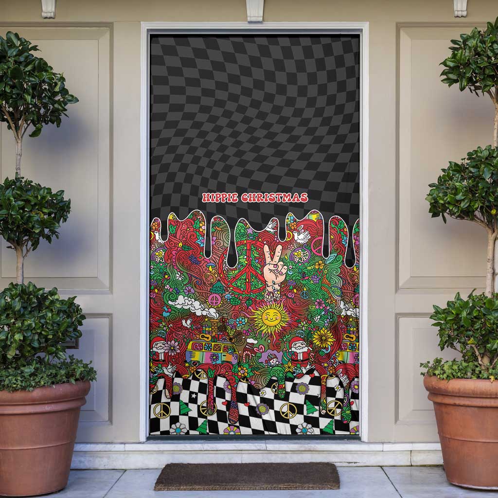 Hippie Christmas Door Cover Doodle Style - Wonder Print Shop