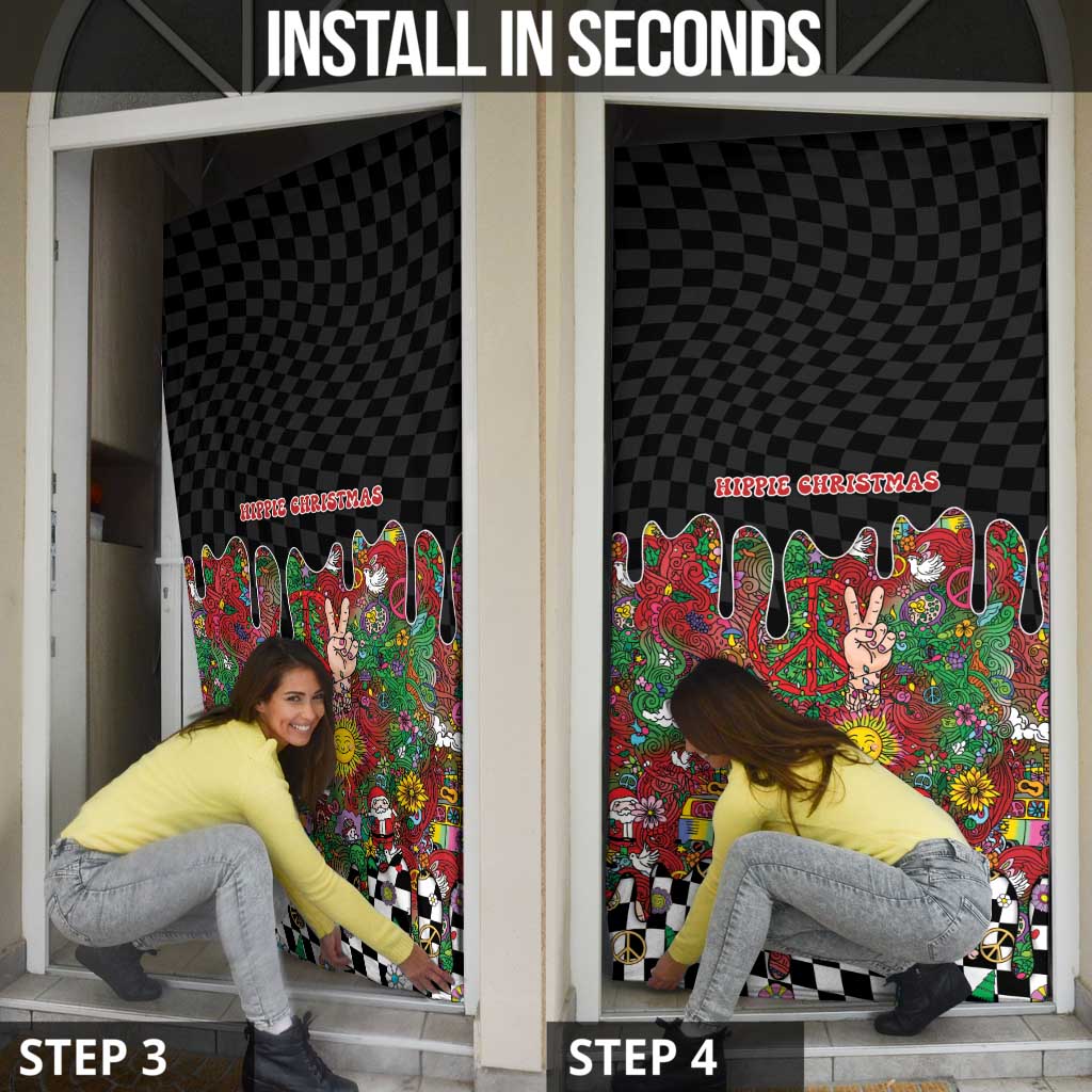 Hippie Christmas Door Cover Doodle Style - Wonder Print Shop