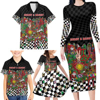 Hippie Christmas Family Matching Long Sleeve Bodycon Dress and Hawaiian Shirt Doodle Style - Wonder Print Shop