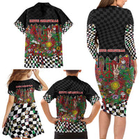 Hippie Christmas Family Matching Long Sleeve Bodycon Dress and Hawaiian Shirt Doodle Style - Wonder Print Shop