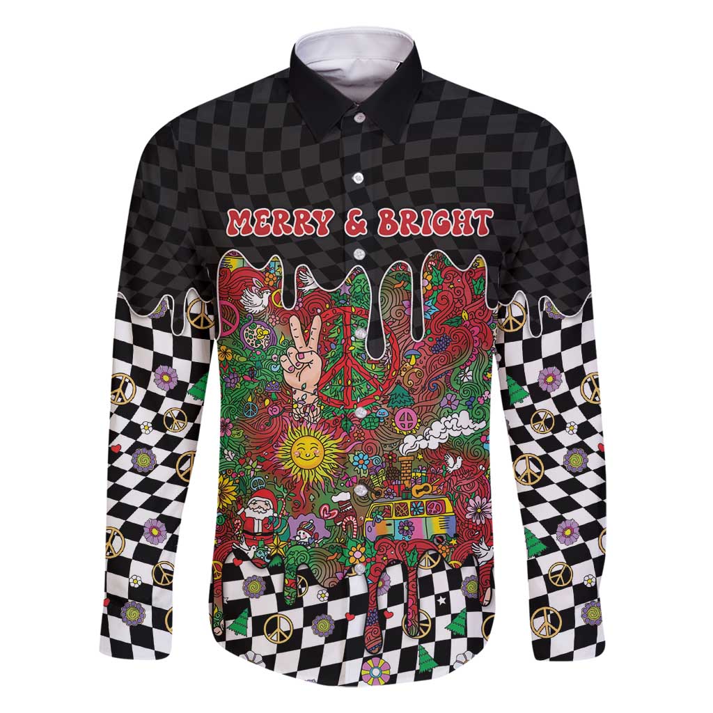 Hippie Christmas Family Matching Long Sleeve Bodycon Dress and Hawaiian Shirt Doodle Style - Wonder Print Shop