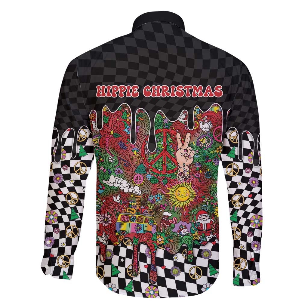 Hippie Christmas Family Matching Long Sleeve Bodycon Dress and Hawaiian Shirt Doodle Style - Wonder Print Shop