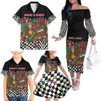 Hippie Christmas Family Matching Off The Shoulder Long Sleeve Dress and Hawaiian Shirt Doodle Style - Wonder Print Shop