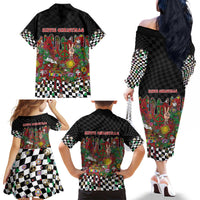 Hippie Christmas Family Matching Off The Shoulder Long Sleeve Dress and Hawaiian Shirt Doodle Style - Wonder Print Shop