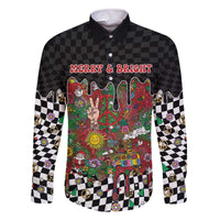 Hippie Christmas Family Matching Off The Shoulder Long Sleeve Dress and Hawaiian Shirt Doodle Style - Wonder Print Shop