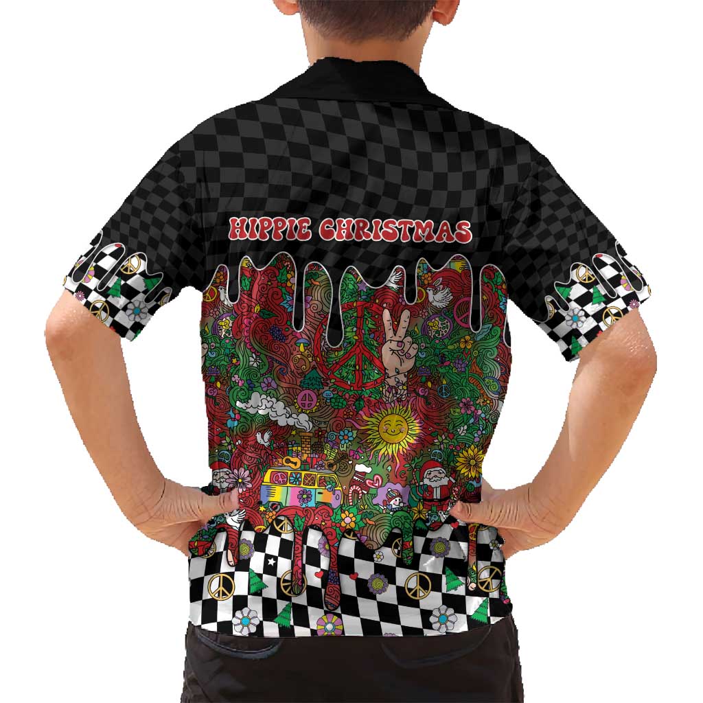 Hippie Christmas Family Matching Off Shoulder Maxi Dress and Hawaiian Shirt Doodle Style - Wonder Print Shop