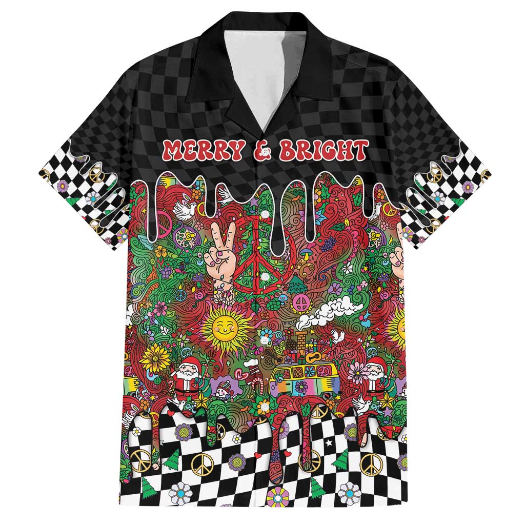 Hippie Christmas Family Matching Off Shoulder Maxi Dress and Hawaiian Shirt Doodle Style - Wonder Print Shop