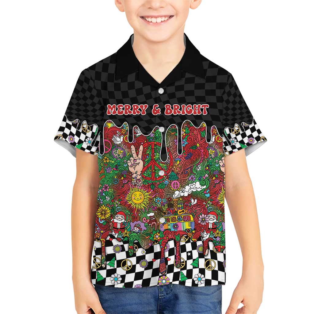 Hippie Christmas Family Matching Off Shoulder Maxi Dress and Hawaiian Shirt Doodle Style - Wonder Print Shop