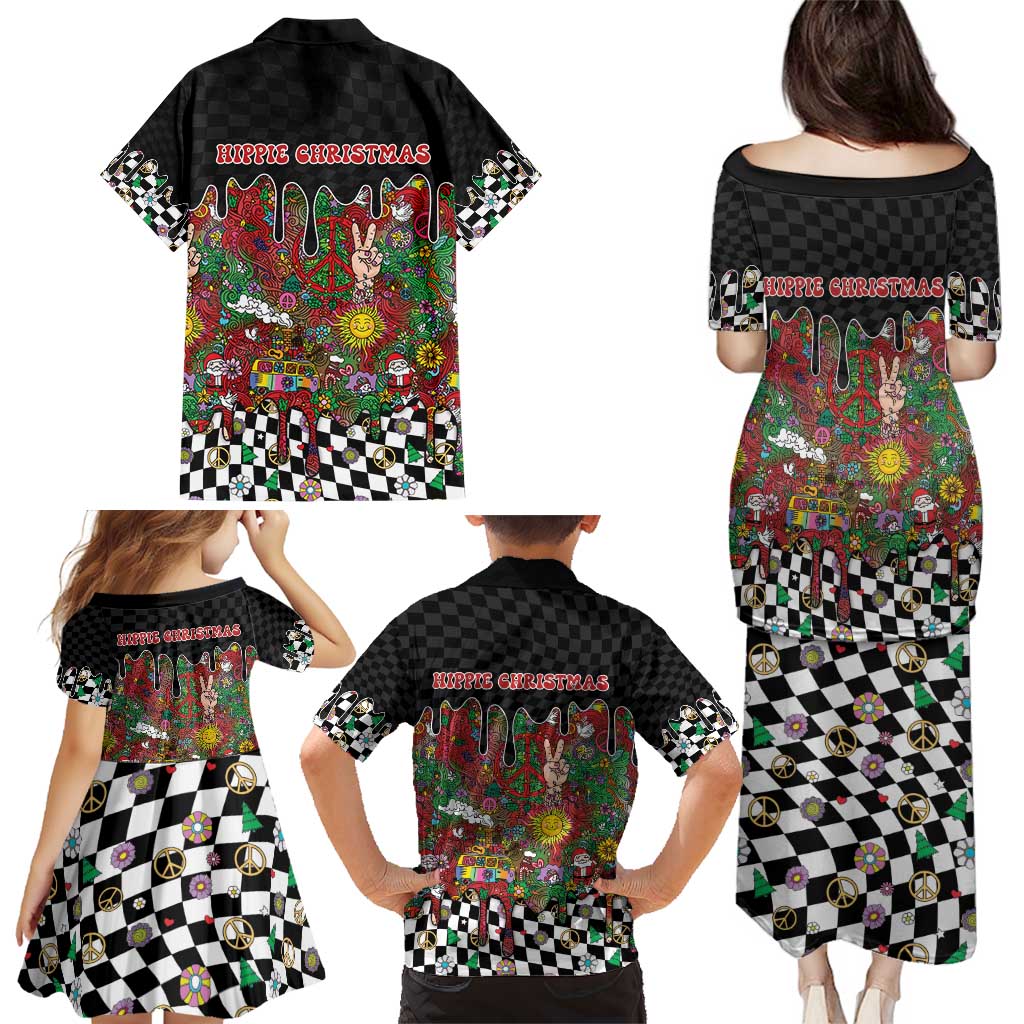 Hippie Christmas Family Matching Puletasi and Hawaiian Shirt Doodle Style - Wonder Print Shop