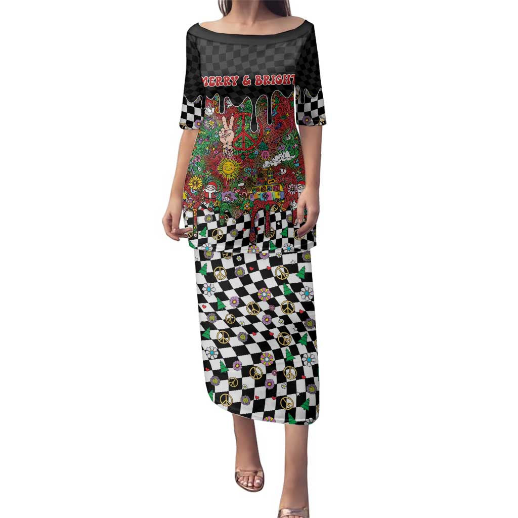 Hippie Christmas Family Matching Puletasi and Hawaiian Shirt Doodle Style - Wonder Print Shop