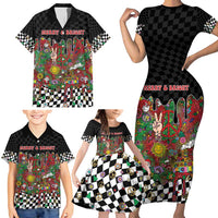 Hippie Christmas Family Matching Short Sleeve Bodycon Dress and Hawaiian Shirt Doodle Style - Wonder Print Shop