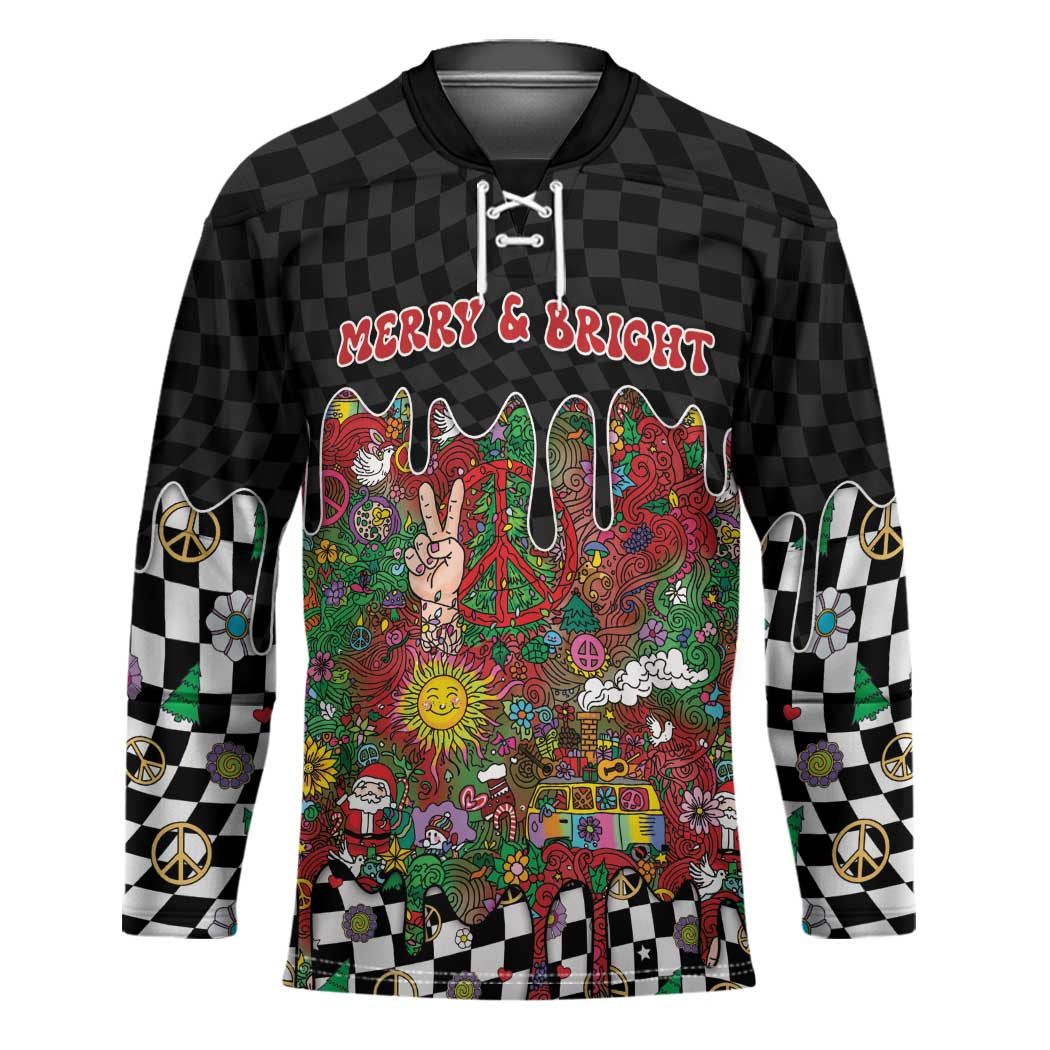 Hippie Christmas Hockey Jersey Doodle Style - Wonder Print Shop