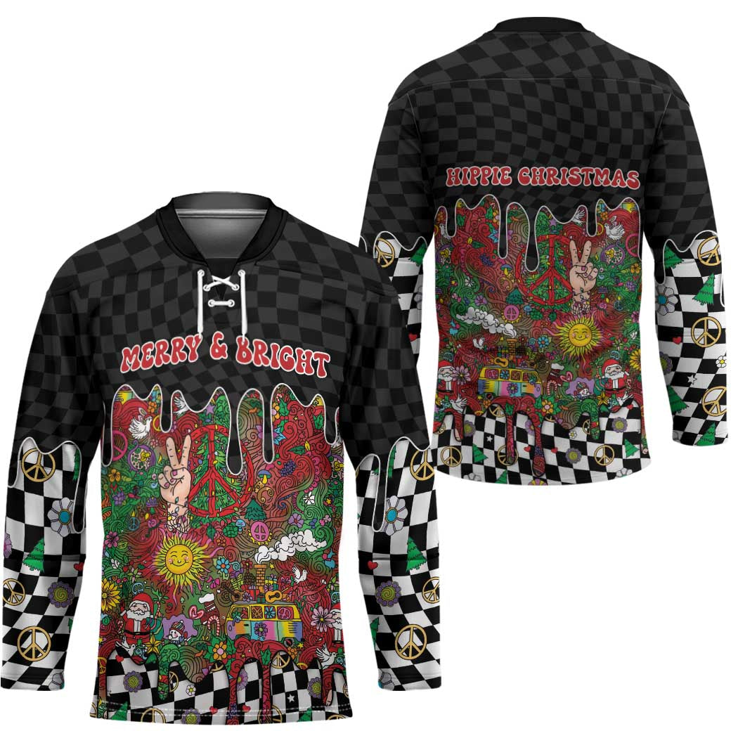 Hippie Christmas Hockey Jersey Doodle Style - Wonder Print Shop