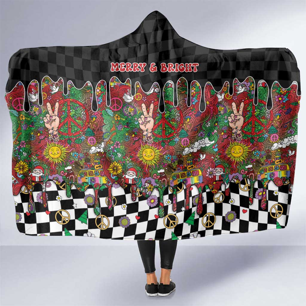 Hippie Christmas Hooded Blanket Doodle Style - Wonder Print Shop