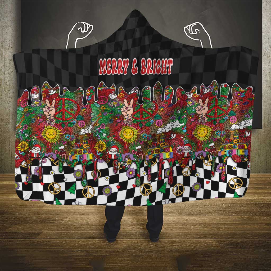 Hippie Christmas Hooded Blanket Doodle Style - Wonder Print Shop